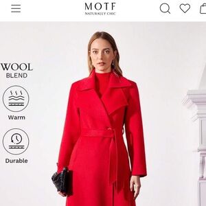 MOTF Vibrant Red Trench Coat - Elevated Workwear - sophisticated- Size S